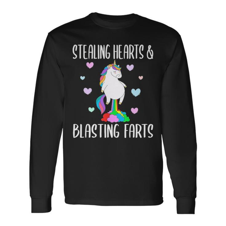 Stealing Hearts And Blasting Farts Unicorn Long Sleeve T-Shirt