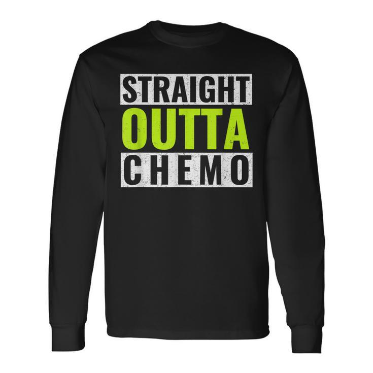 Straight Outta Chemo Lime Green Lymphoma Cancer Men Women Long Sleeve T-shirt Graphic Print Unisex Gifts ideas