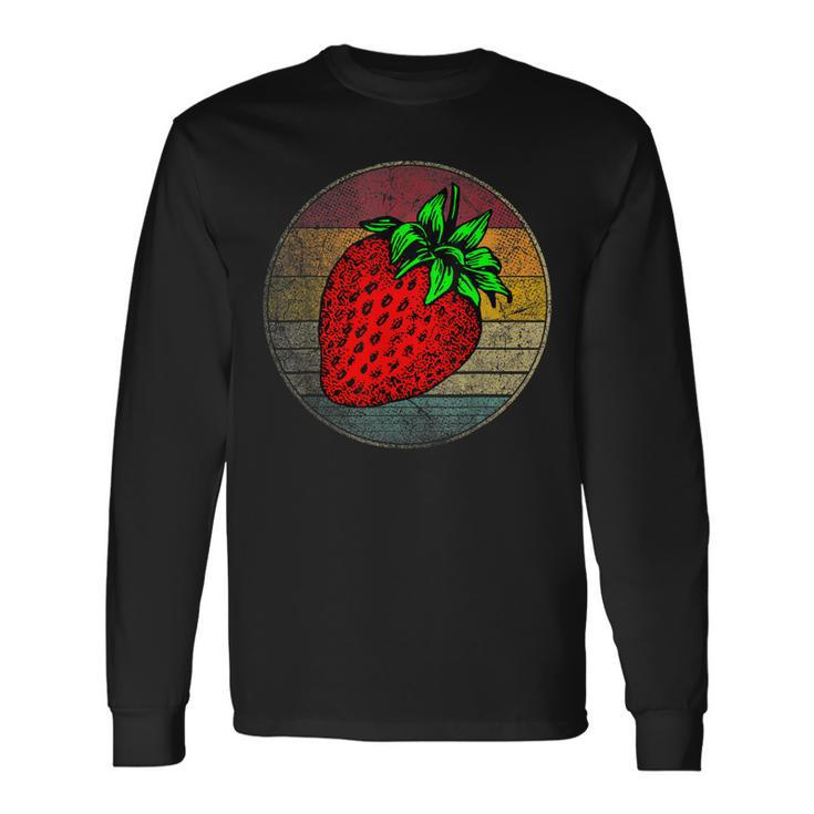 Strawberry Fruit Vintage Festival Distressed Retro 70S Long Sleeve T-Shirt T-Shirt
