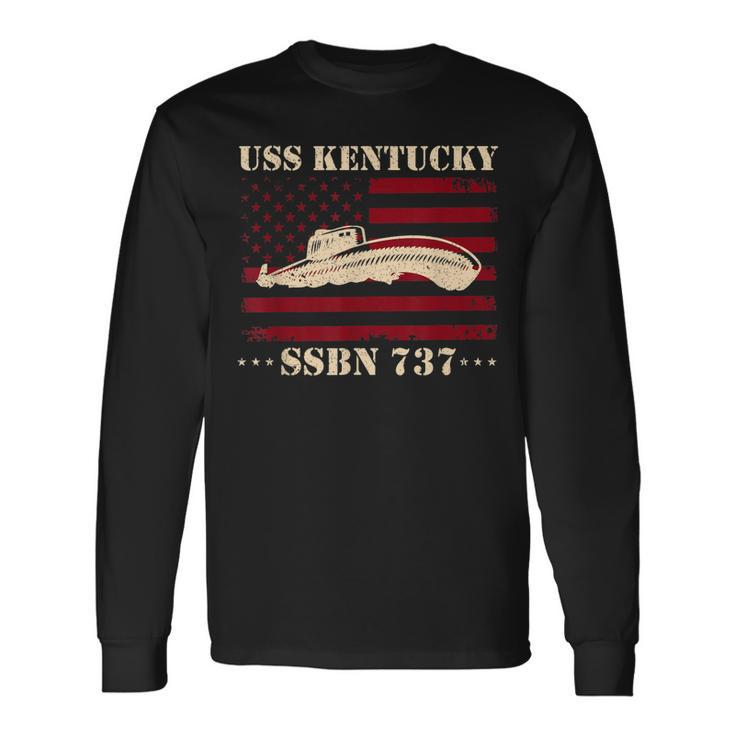 Submarine Uss Kentucky Ssbn737 Veteran Us Flag Submariner Long Sleeve T-Shirt