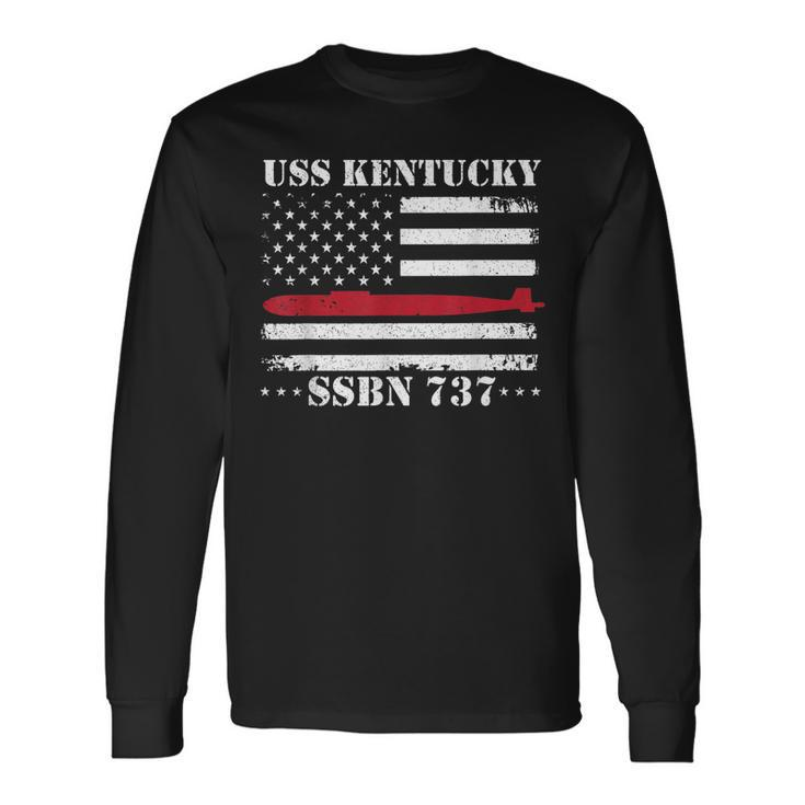 Submariner Uss Kentucky Ssbn737 Us Flag Veteran Submarine Long Sleeve T-Shirt