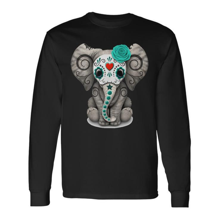 Sugar Skull Elephant Shirt Day Of The Dead Halloween Shirt Long Sleeve T-Shirt T-Shirt