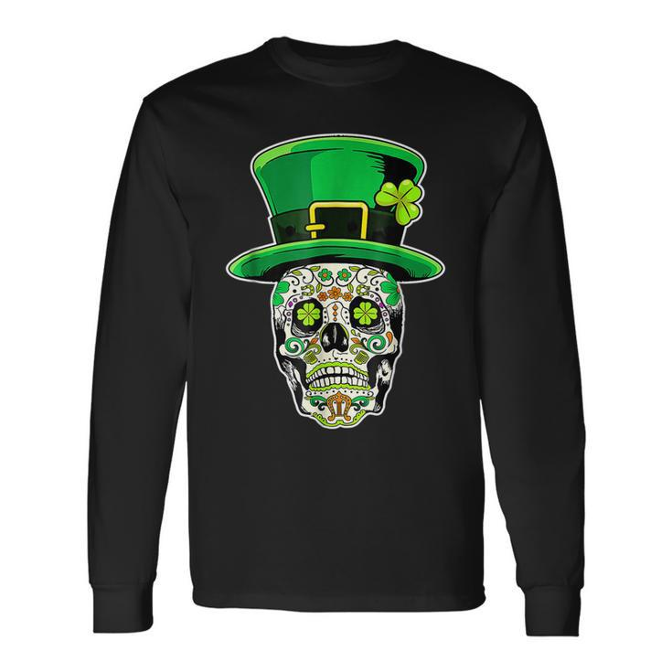 Sugar Skull Happy St Patricks Day Of Dead Long Sleeve T-Shirt