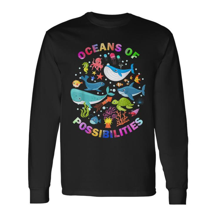 Summer Oceans Of Possibilities Sea Animal Reading Librarian Long Sleeve T-Shirt T-Shirt Gifts ideas
