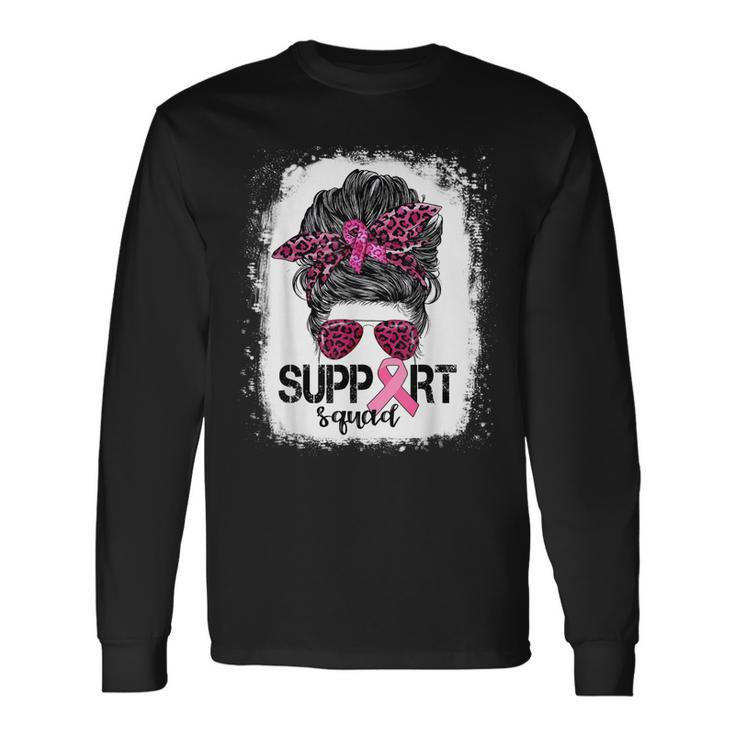 Support Squad Messy Bun Pink Warrior Breast Cancer Awareness V2 Long Sleeve T-Shirt T-Shirt