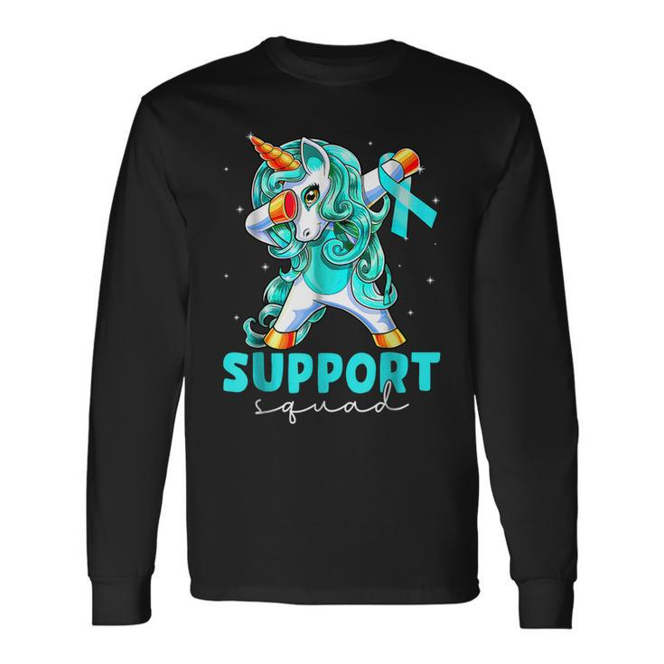 Support Squad Sexual Assault Awareness Teal Unicorn Long Sleeve T-Shirt T-Shirt