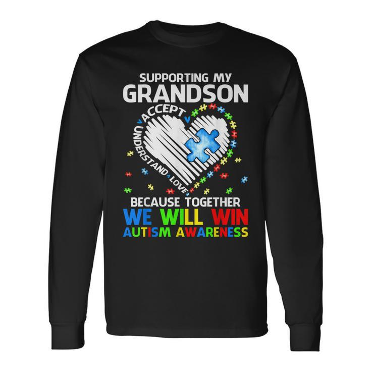 Supporting My Grandson Together We Will Win Autism Awareness Long Sleeve T-Shirt T-Shirt