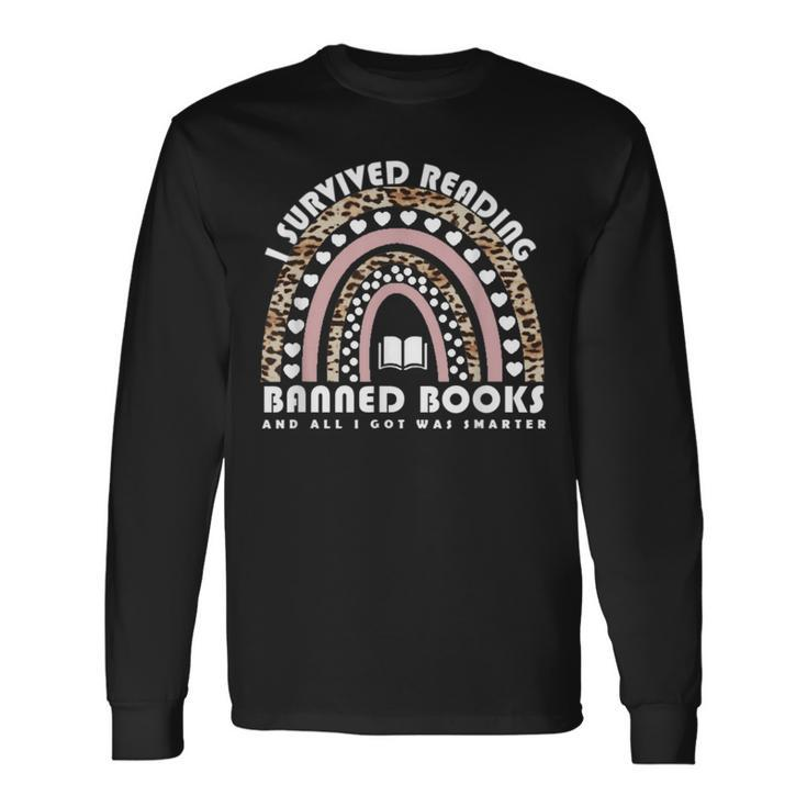 I Survived Reading Banned Books Leopard Librarian Bookworm Long Sleeve T-Shirt