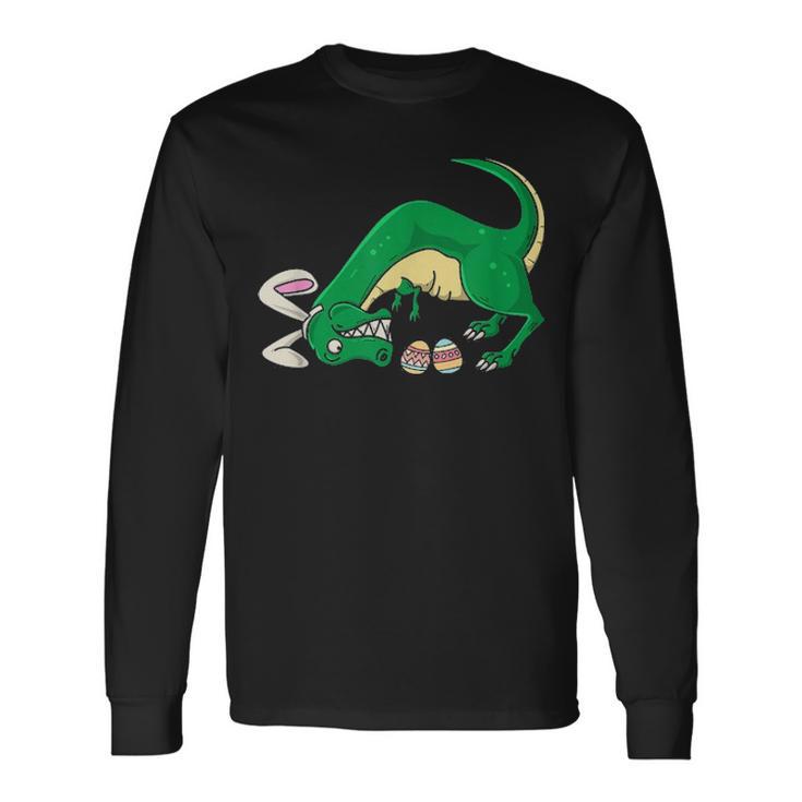 T Rex Hates Egg Hunts I Bunny Trex Easter Dinosaur Long Sleeve T-Shirt