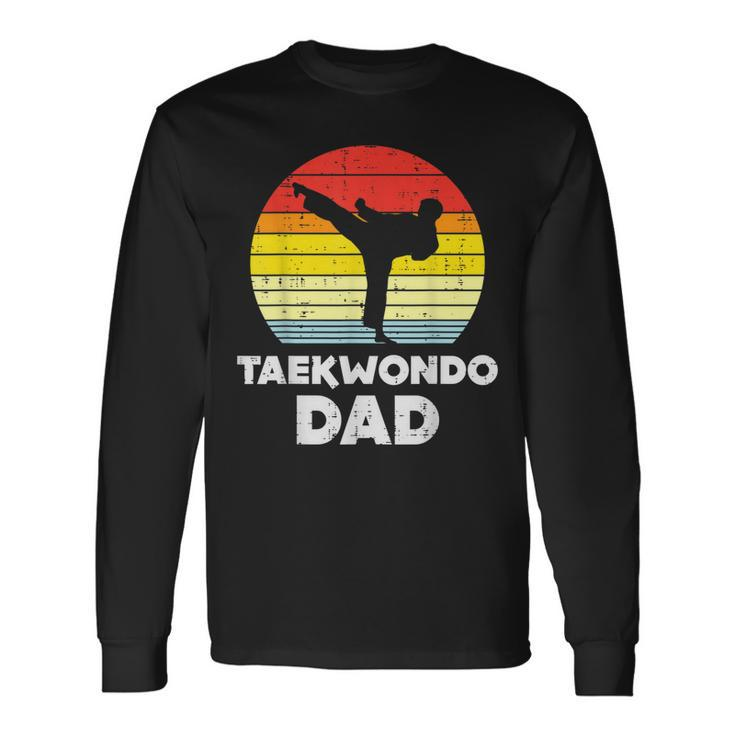 Taekwondo Dad Sunset Retro Korean Martial Arts Men Long Sleeve T-Shirt