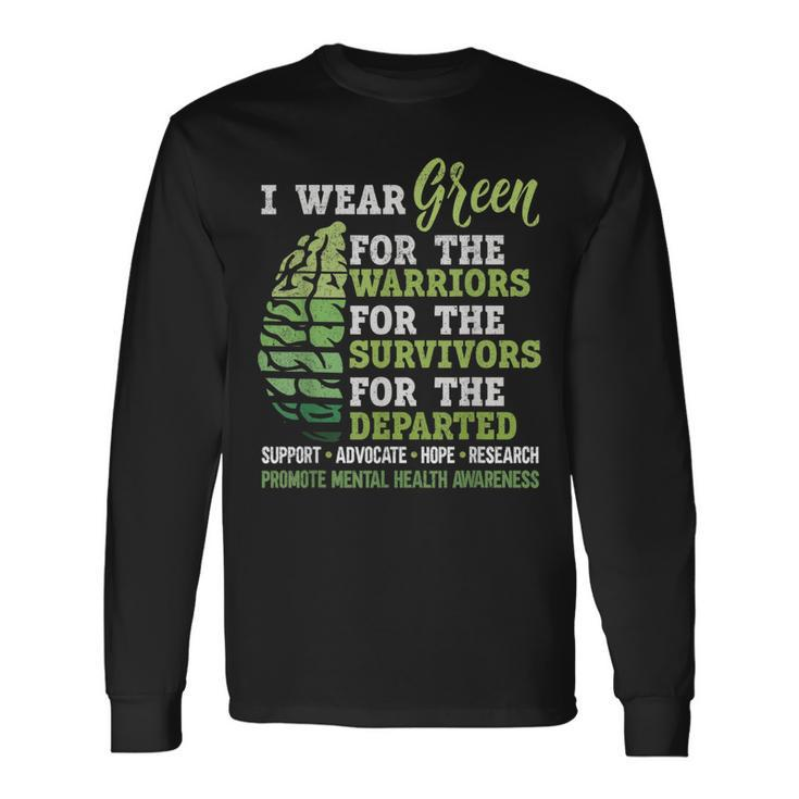 Mental Health Awareness Matters Support I Wear Green Warrior Long Sleeve T-Shirt T-Shirt