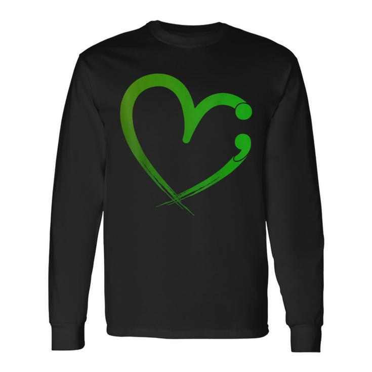 Mental Health Matters Semicolon Heart Awareness Month Long Sleeve T-Shirt T-Shirt
