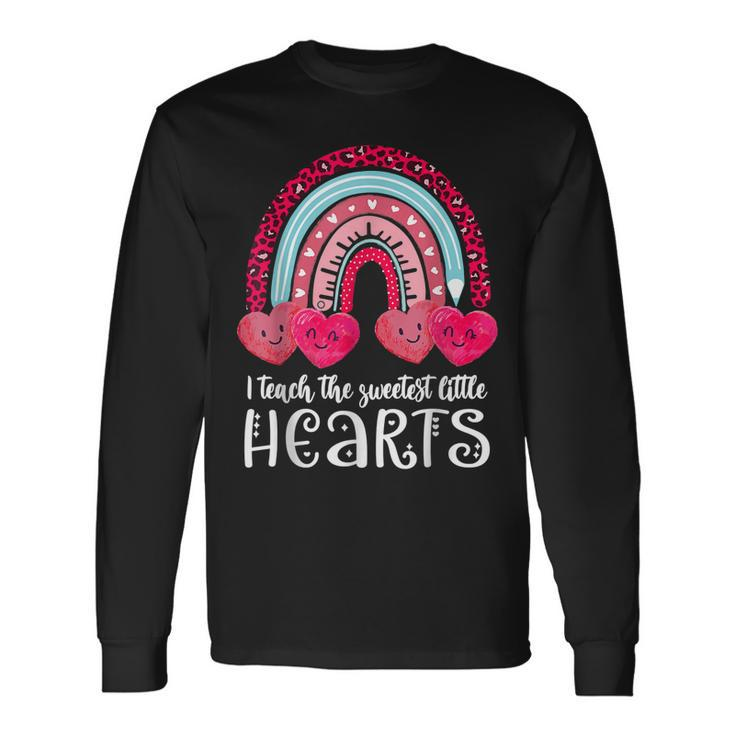 I Teach The Sweetest Hearts Rainbow Teacher Valentines Day V4 Long Sleeve T-Shirt