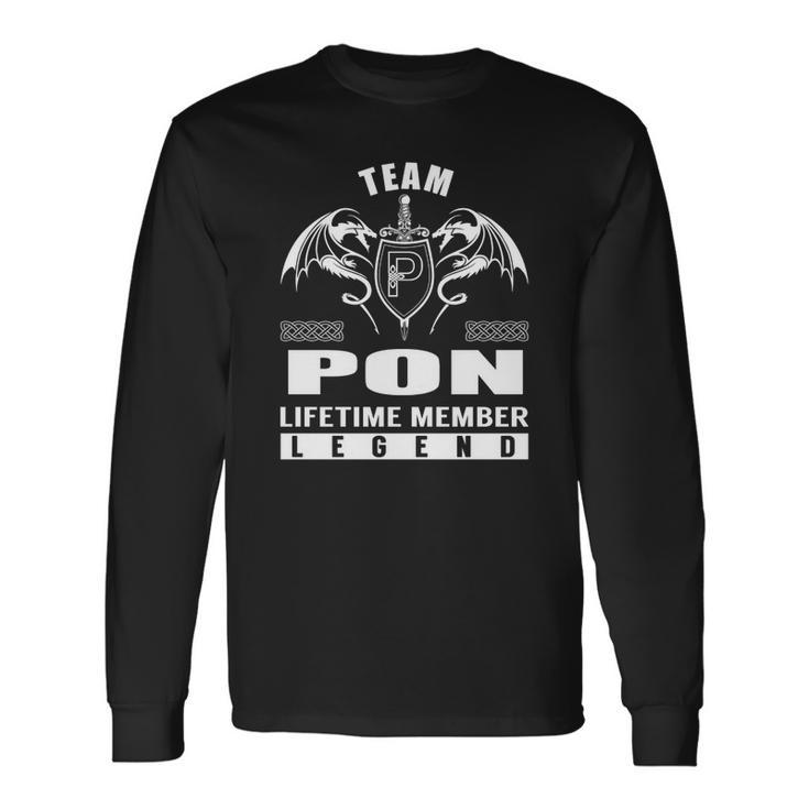 Team Pon Lifetime Member Legend Long Sleeve T-Shirt