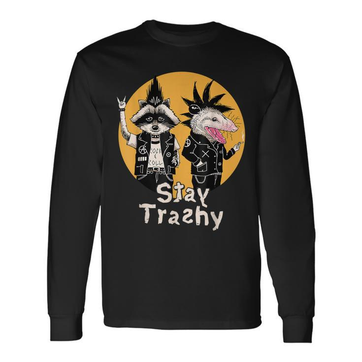 Team Trash Stay Trashy Raccoons Opossums Squad Retro Long Sleeve T-Shirt