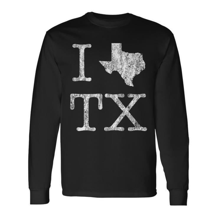 Texas Vintage I Love Heart Tx Texas Long Sleeve T-Shirt