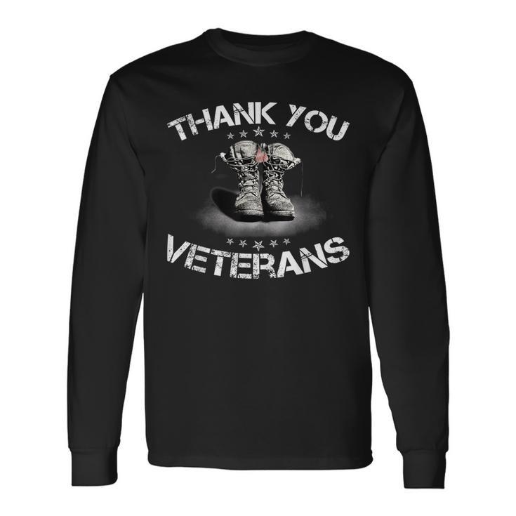 Thank You Veterans Proud Veteran Day Dad Grandpa V7 Long Sleeve T-Shirt