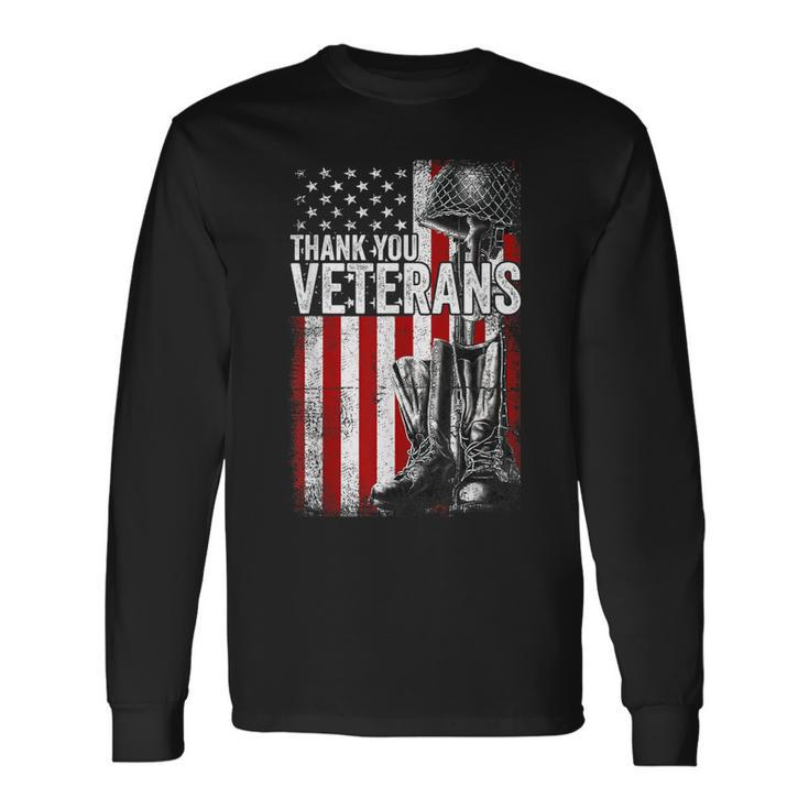 Thank You Veterans Proud Veteran Day Dad Grandpa V8 Long Sleeve T-Shirt