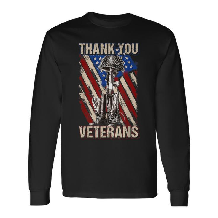 Thank You Veterans Proud Veteran Day Dad Grandpa V9 Long Sleeve T-Shirt