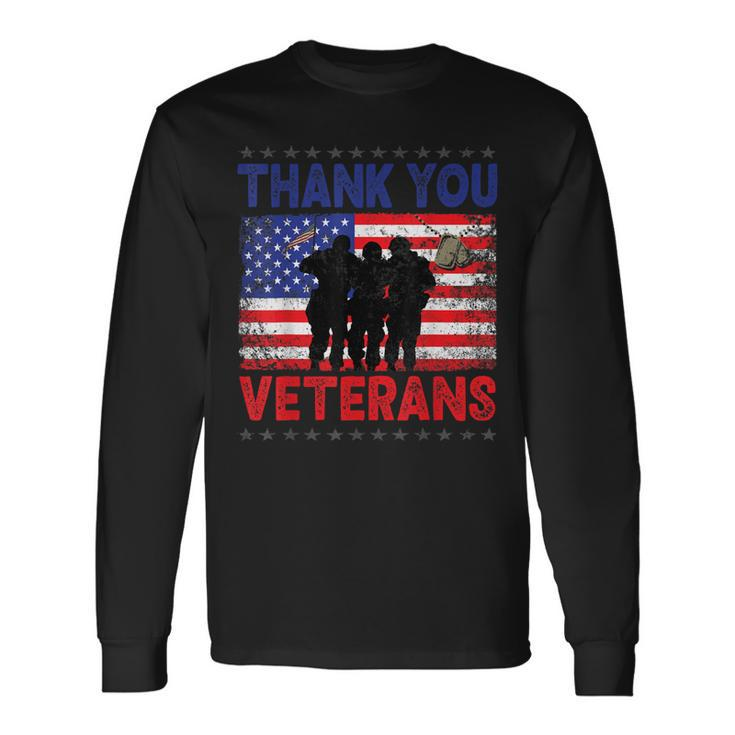 Thank You Veterans Service Patriot Veteran Day American Flag V3 Long Sleeve T-Shirt