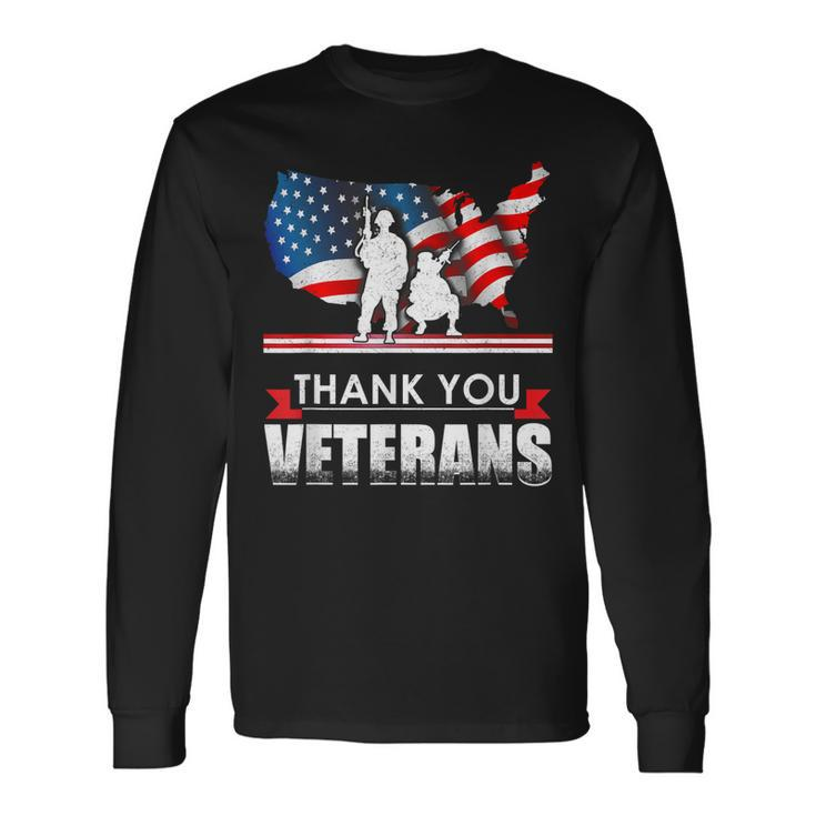 Thank You Veterans American  V2 Men Women Long Sleeve T-shirt Graphic Print Unisex