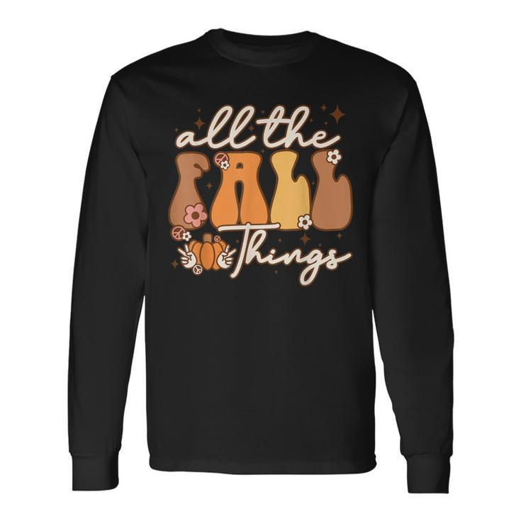 Thanksgiving All The Fall Things Cute Hippie Pumpkin Fall V2 Long Sleeve T-Shirt
