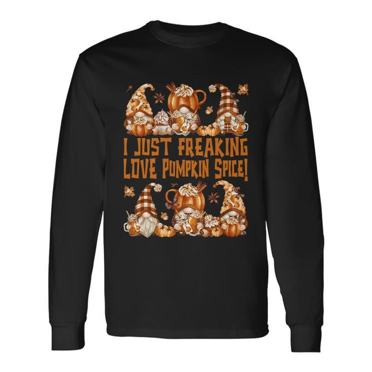 Thanksgiving Gnome Freaking Loves Pumpkin Spice Long Sleeve T-Shirt Gifts ideas