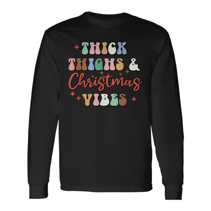 Thick Things & Christmas Vibes Apparel Merry Christmas Santa Long Sleeve T-Shirt
