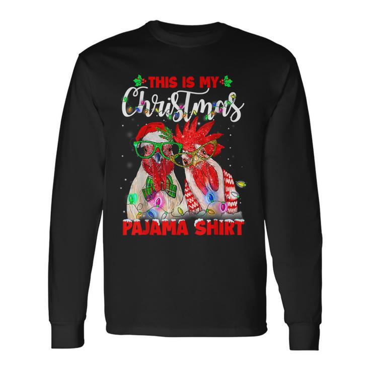 This Is My Christmas Pajama Chicken Lover Xmas Light Holiday Men Women Long Sleeve T-shirt Graphic Print Unisex Gifts ideas