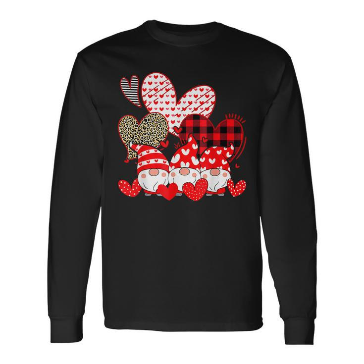 Three Gnomes Holding Hearts Valentines Day Gifts For Her  Men Women Long Sleeve T-shirt Graphic Print Unisex