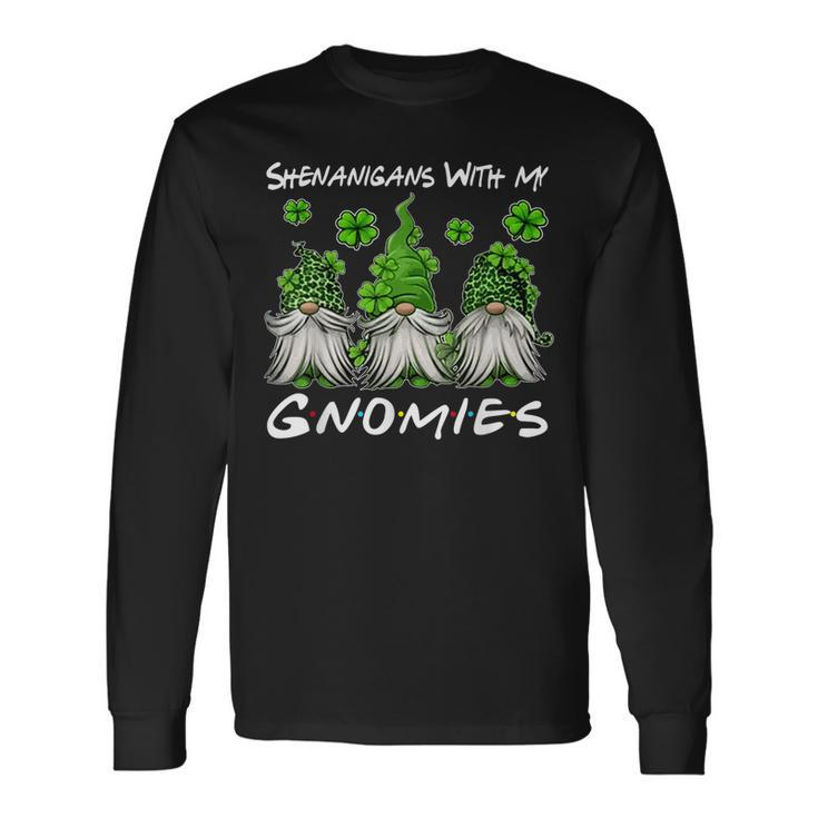 Three Gnomes Shamrock Clover Leopard Bleached St Patrick Day V2 Long Sleeve T-Shirt