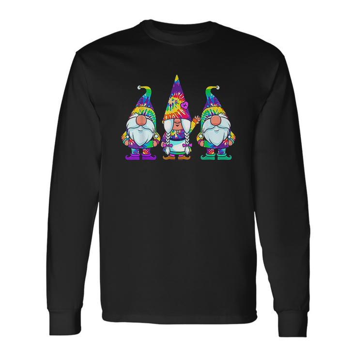 Three Hippie Gnomes Tie Dye Retro Vintage Hat Peace Gnome Men Women Long Sleeve T-Shirt T-shirt Graphic Print