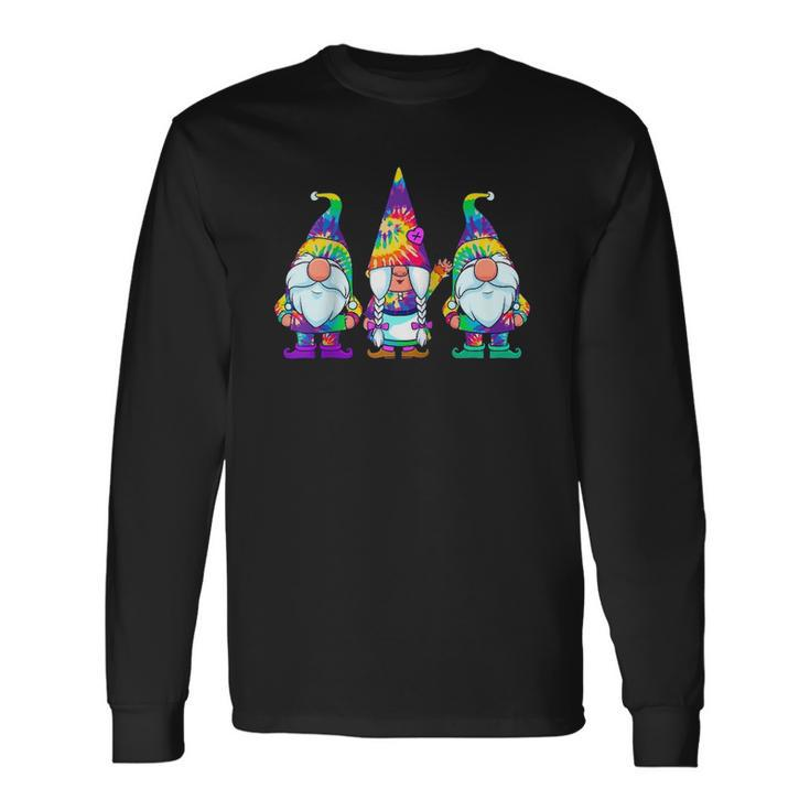 Three Hippie Gnomes Tie Dye Retro Vintage Hat Peace Gnome Raglan Baseball Tee Men Women Long Sleeve T-Shirt T-shirt Graphic Print