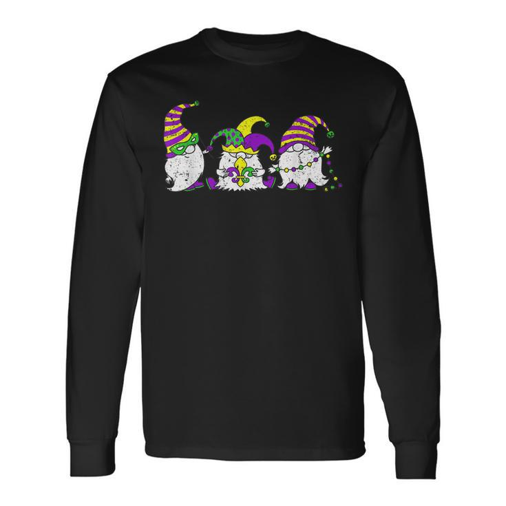 Three Nordic Gnomes Jester Beads Tomte Mardi Gras Carnival Long Sleeve T-Shirt