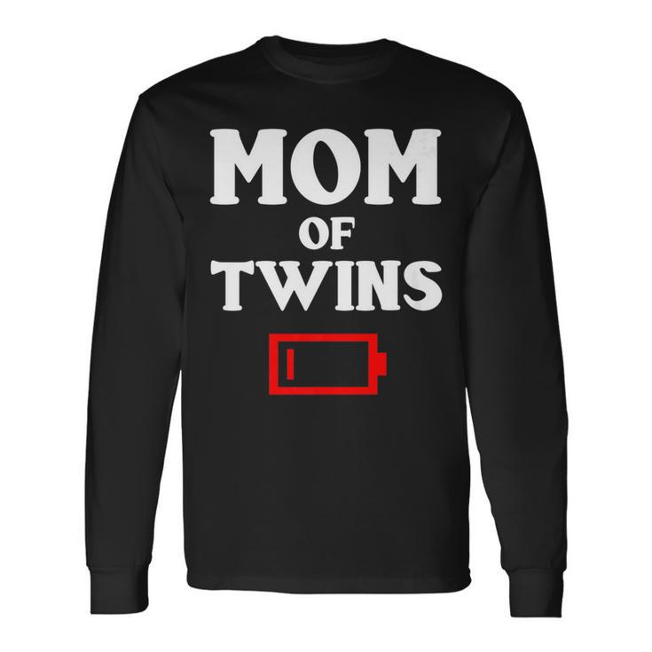 Tired Mom Of Twins Mother Low Battery Mommy Mum Men Women Long Sleeve T-Shirt T-shirt Graphic Print