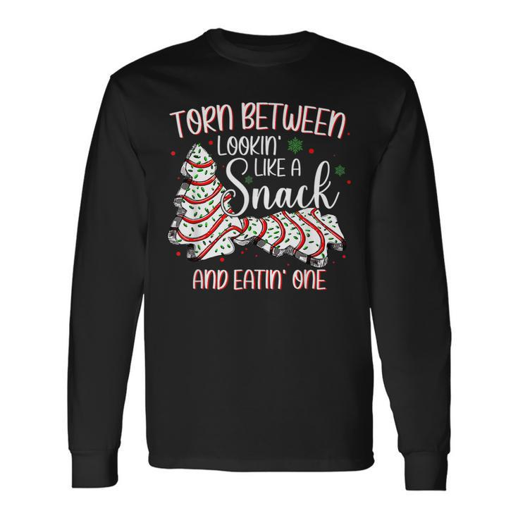 Torn Between Looking Like A Snack And Eating One Christmas  Men Women Long Sleeve T-shirt Graphic Print Unisex