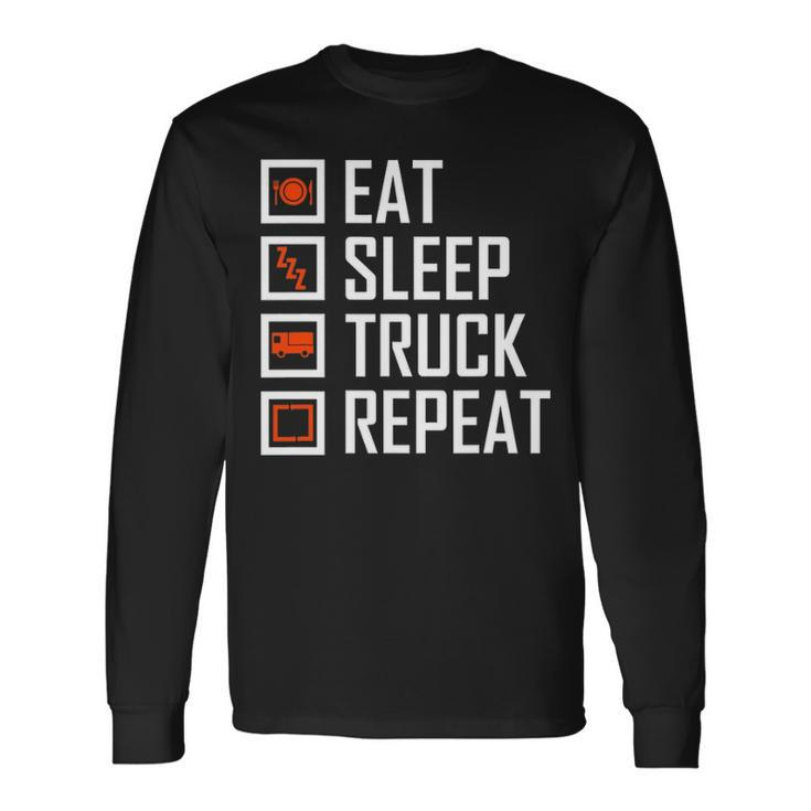 Trucker S For Men Eat Sleep Truck Repeat Long Sleeve T-Shirt