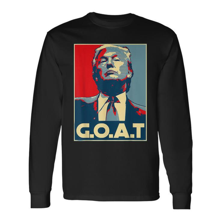 Trump Goat Middle Finger Election 2024 Republican Poster Long Sleeve T-Shirt Gifts ideas