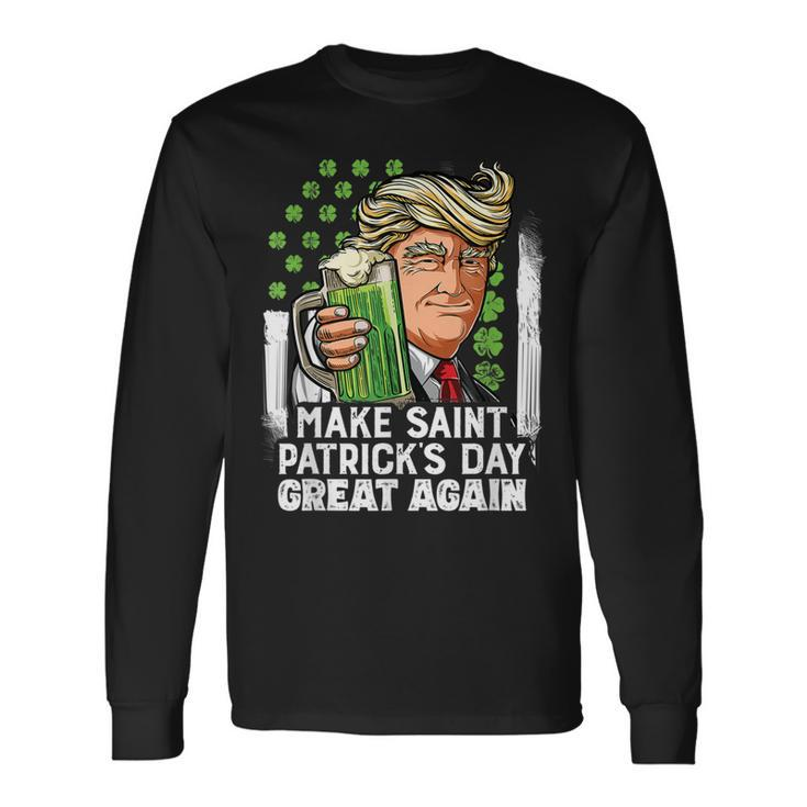 Trump Make St Patricks Day Great Again Men Shamrock Long Sleeve T-Shirt