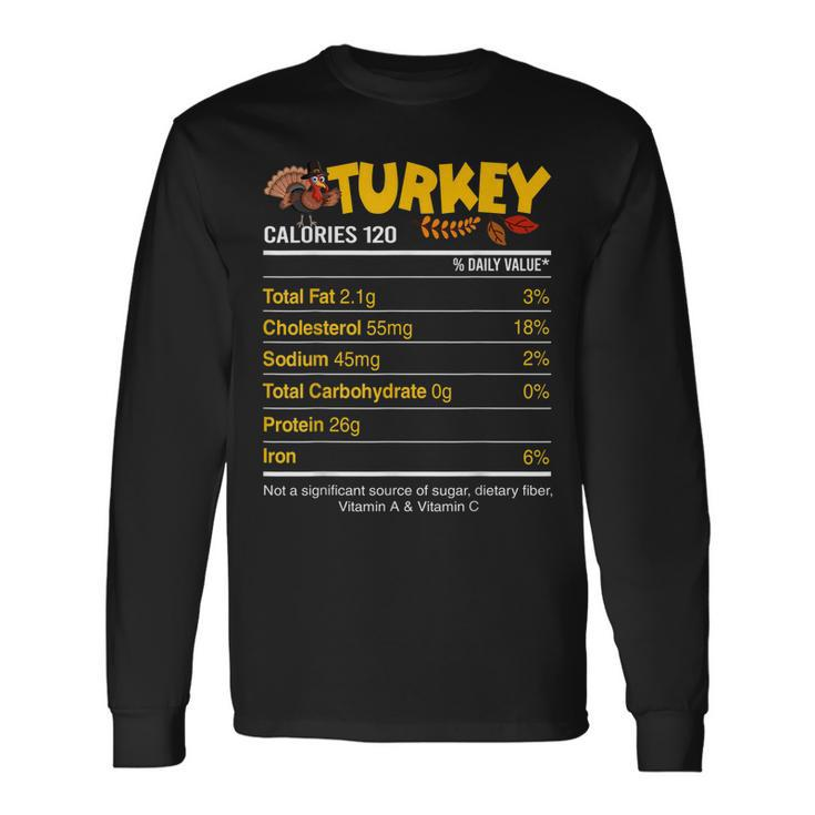 Turkey Nutrition Ingredients Thanksgiving Holiday Long Sleeve T-Shirt T-Shirt
