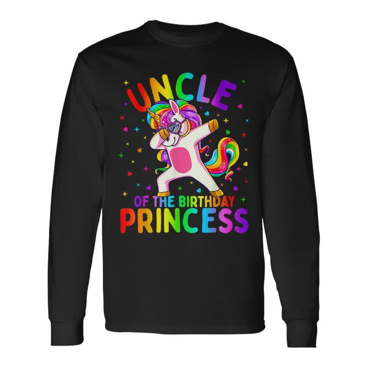 Uncle Of The Birthday Princess Girl Dabbing Unicorn Long Sleeve T-Shirt T-Shirt