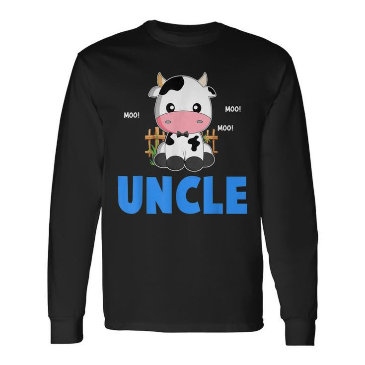 Uncle Cow Cute Cow Farmer Birthday Matching Long Sleeve T-Shirt