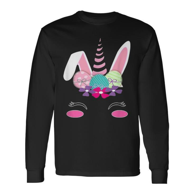 Unicorn Face Rabbit Egg Bunny Lover Happy Easter Day V2 Long Sleeve T-Shirt