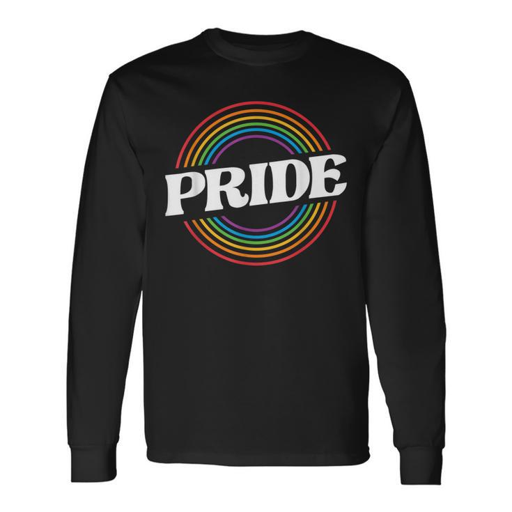 Unisex Schwarzes Langarmshirts, Regenbogen PRIDE Schriftzug, Mode für LGBT+ Geschenkideen