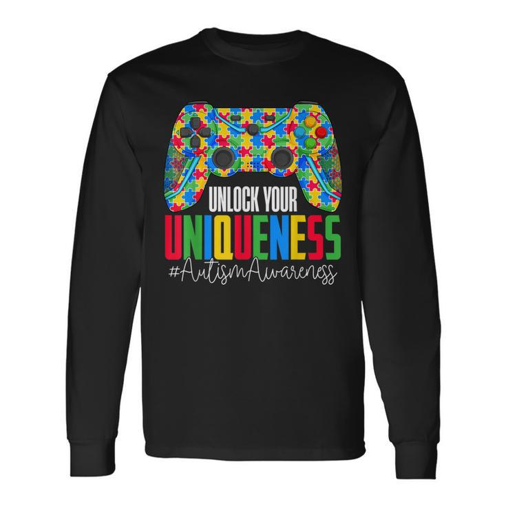 Unlock Your Uniqueness Puzzle Controller Autism Awareness Long Sleeve T-Shirt T-Shirt