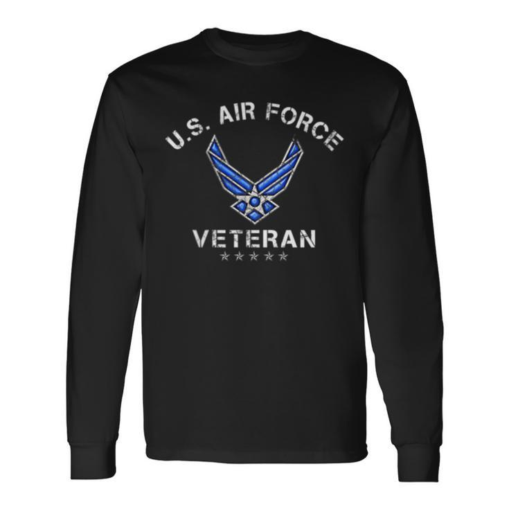 US Air Force Veteran Vintage Usa Flag Veterans Day Long Sleeve T-Shirt