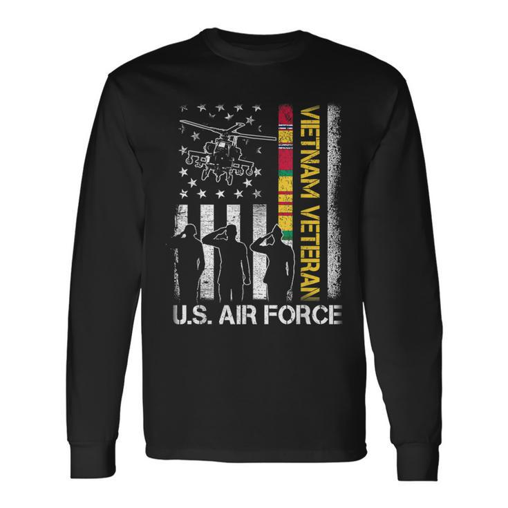 Us Air Force Vietnam Veteran With American Flag Long Sleeve T-Shirt