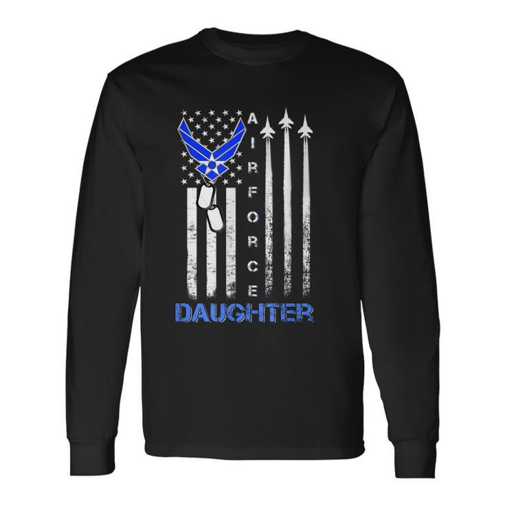 Us Air Force With Us Flag For Daughter Of Usaf - Veteran  Men Women Long Sleeve T-shirt Graphic Print Unisex