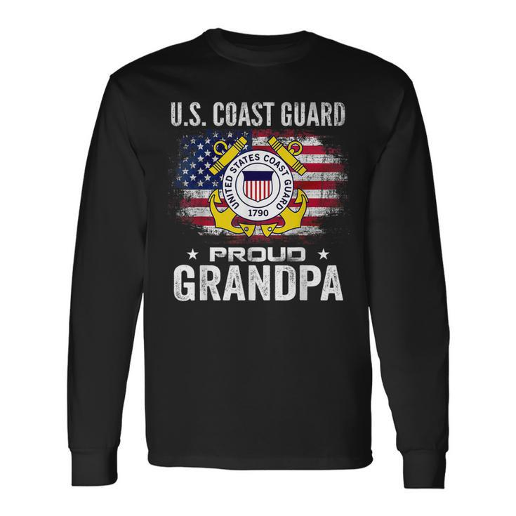 US Coast Guard Proud Grandpa With American Flag Long Sleeve T-Shirt