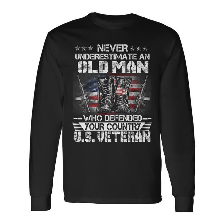 Us Veteran Old Man Veterans Day Us Patriot Patriotic Long Sleeve T-Shirt Gifts ideas
